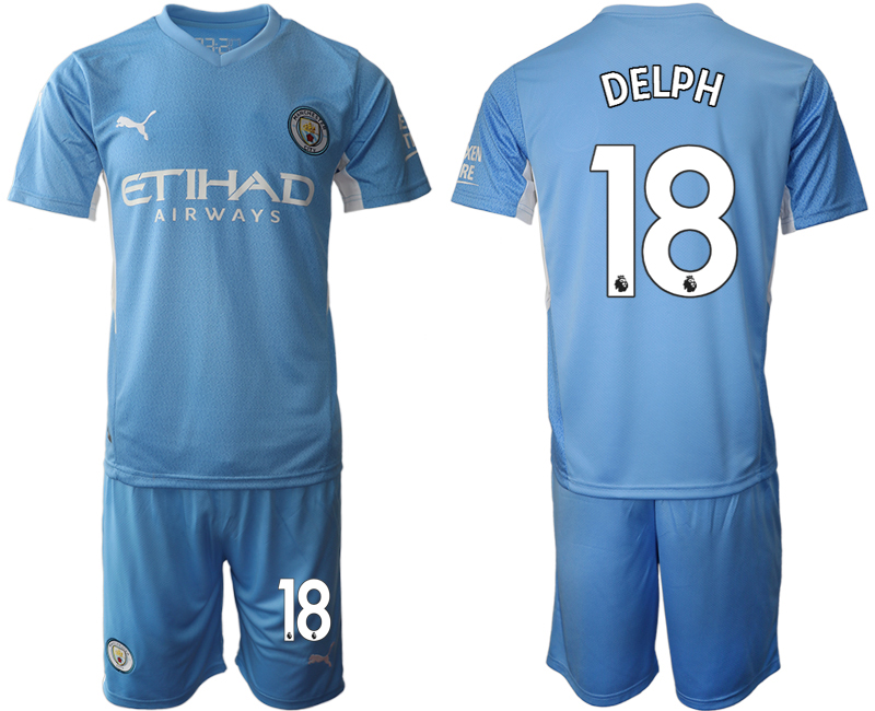 Men 2021-2022 Club Manchester City home Light blue #18 Soccer Jersey